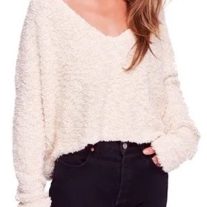 Free People popcorn pullover cropped sweater